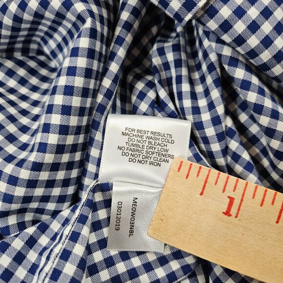 Peter Millar Shirt Mens L Blue White Gingham Check Button Up Cotton Silk Blend - Picture 8 of 10